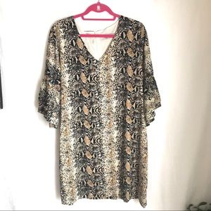 Belongsci 3/4 Bell Sleeve Shift Dress XL